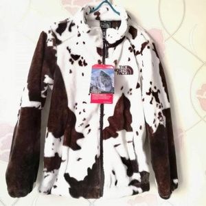 Brown Cow Print Fleece Zipper Hoodie